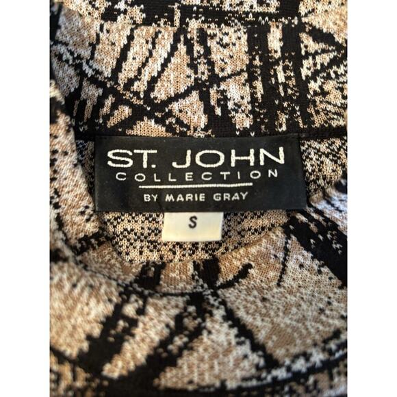 St John by Marie Grey Tiger Bling Sweater Woman S Zip Neck Metalic Bead Vinatge - Picture 5 of 6